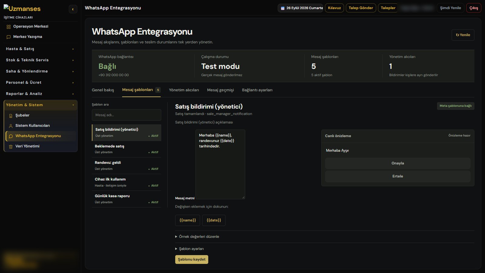 CRM ve Operasyon: WhatsApp entegrasyonu